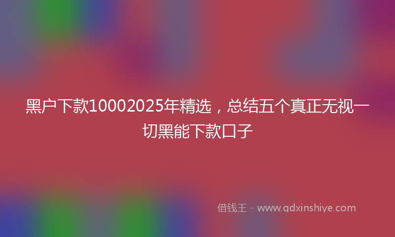 黑户下款10002025年精选，总结五个真正无视一切黑能下款口子