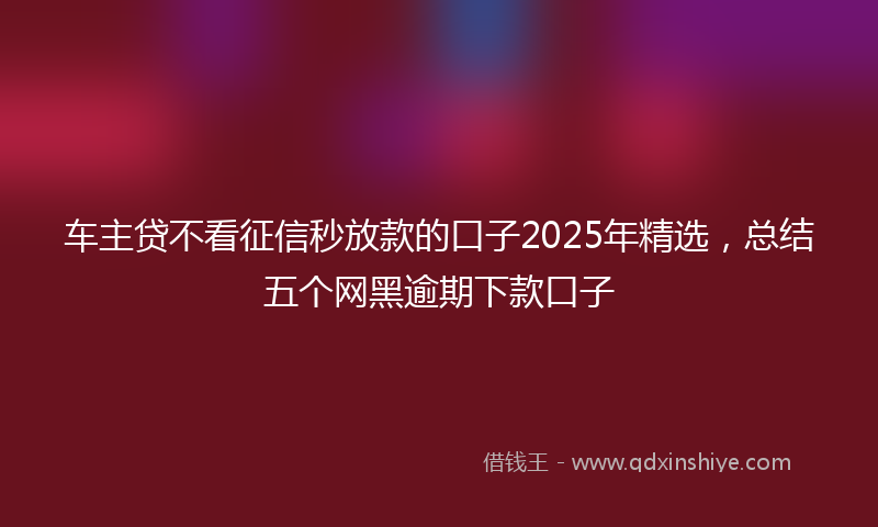 车主贷不看征信秒放款的口子2025年精选，总结五个网黑逾期下款口子