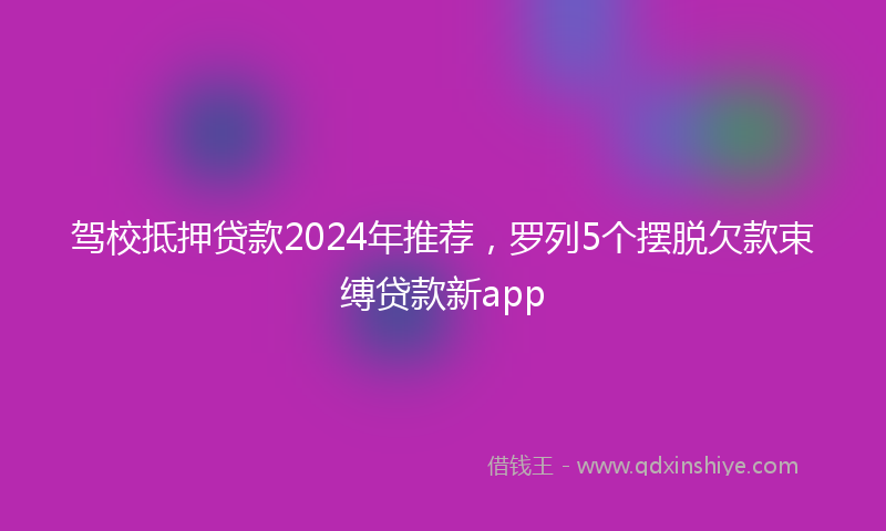 驾校抵押贷款2024年推荐，罗列5个摆脱欠款束缚贷款新app