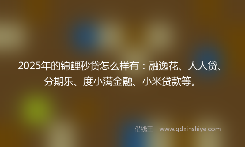 2025年的锦鲤秒贷怎么样有：融逸花、人人贷、分期乐、度小满金融、小米贷款等。