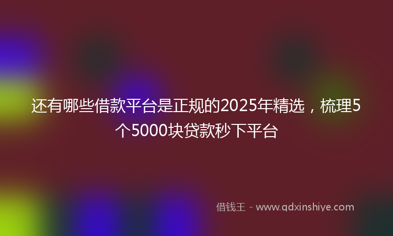 还有哪些借款平台是正规的2025年精选，梳理5个5000块贷款秒下平台