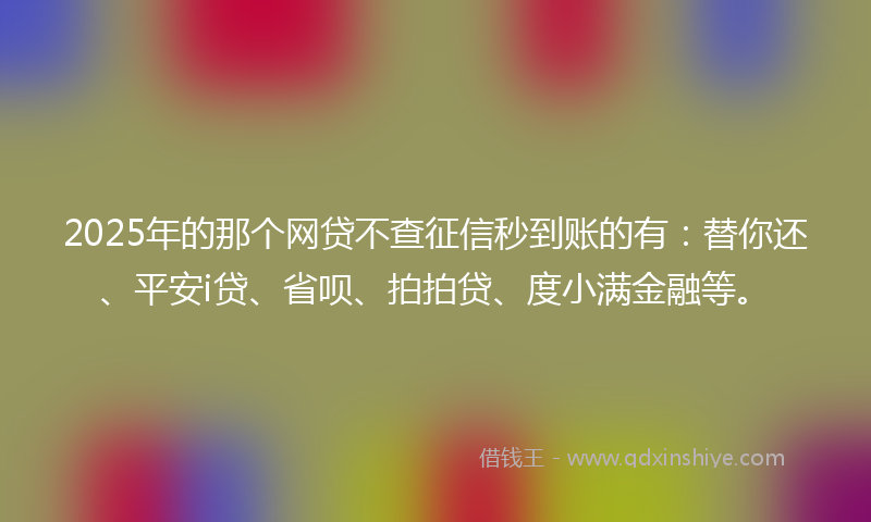 2025年的那个网贷不查征信秒到账的有：替你还、平安i贷、省呗、拍拍贷、度小满金融等。