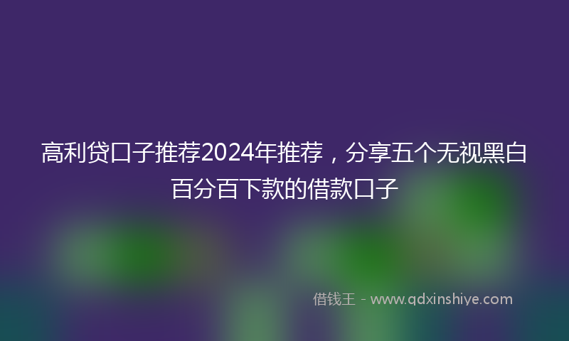 高利贷口子推荐2024年推荐，分享五个无视黑白百分百下款的借款口子
