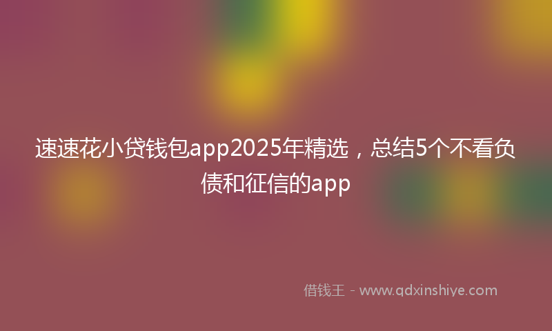 速速花小贷钱包app2025年精选，总结5个不看负债和征信的app