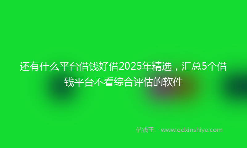 还有什么平台借钱好借2025年精选，汇总5个借钱平台不看综合评估的软件