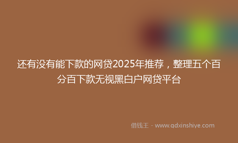 还有没有能下款的网贷2025年推荐，整理五个百分百下款无视黑白户网贷平台