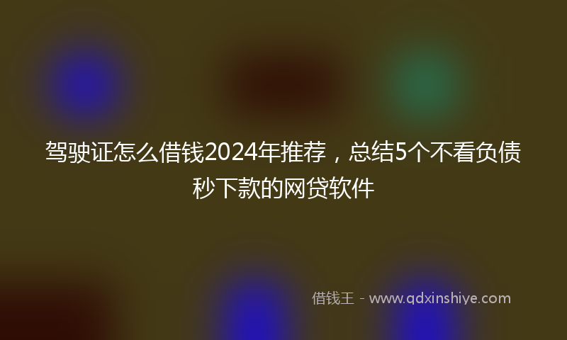 驾驶证怎么借钱2024年推荐，总结5个不看负债秒下款的网贷软件
