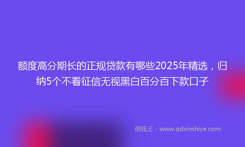 额度高分期长的正规贷款有哪些2025年精选，归纳5个不看征信无视黑白百分百下款口子