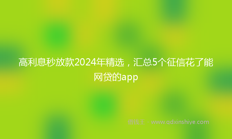 高利息秒放款2024年精选，汇总5个征信花了能网贷的app