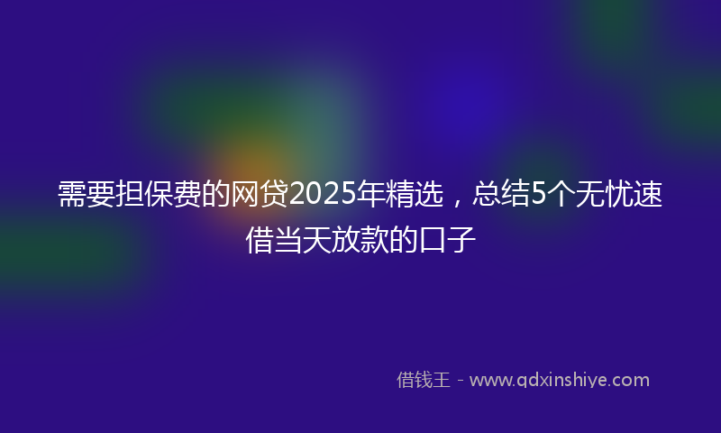 需要担保费的网贷2025年精选，总结5个无忧速借当天放款的口子