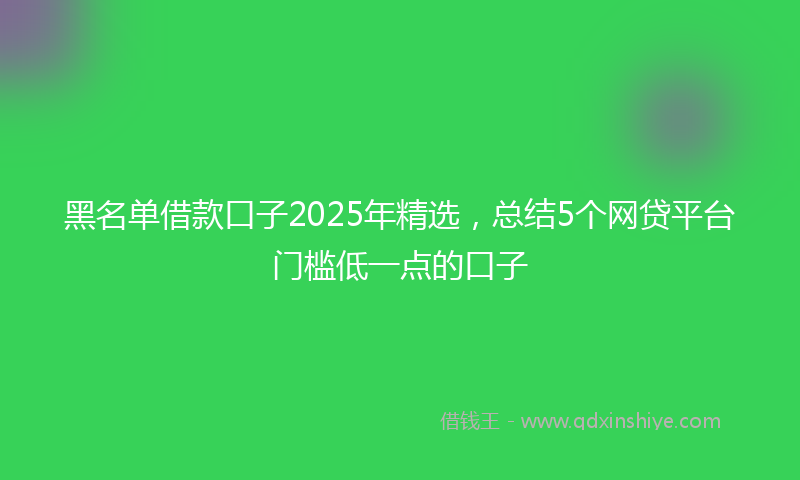黑名单借款口子2025年精选，总结5个网贷平台门槛低一点的口子