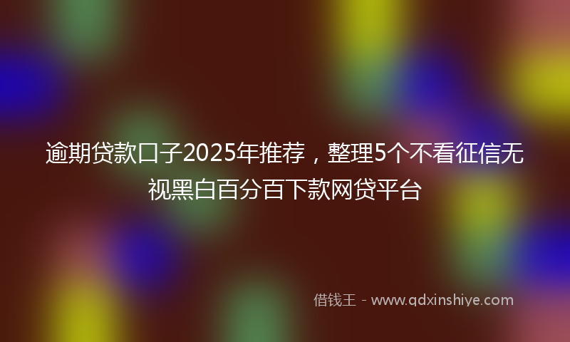 逾期贷款口子2025年推荐，整理5个不看征信无视黑白百分百下款网贷平台
