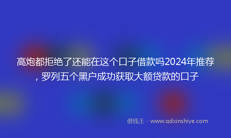 高炮都拒绝了还能在这个口子借款吗2024年推荐，罗列五个黑户成功获取大额贷款的口子