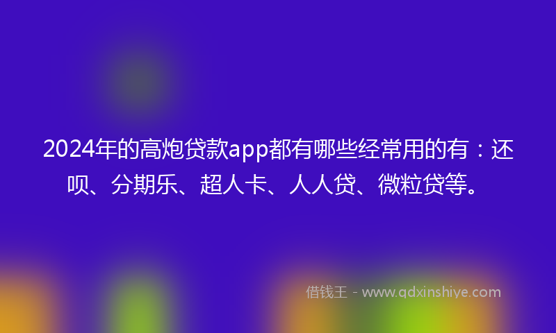 2024年的高炮贷款app都有哪些经常用的有：还呗、分期乐、超人卡、人人贷、微粒贷等。