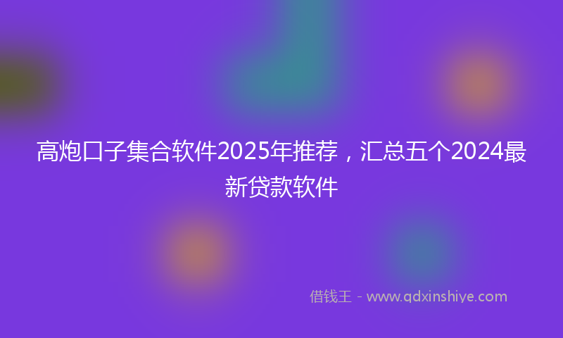 高炮口子集合软件2025年推荐，汇总五个2024最新贷款软件