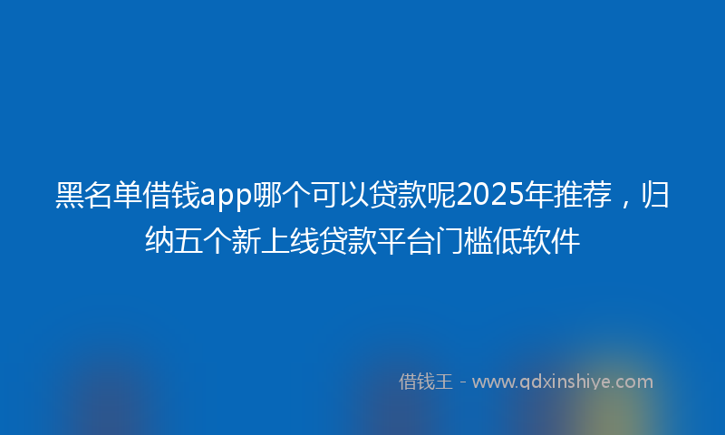 黑名单借钱app哪个可以贷款呢2025年推荐，归纳五个新上线贷款平台门槛低软件