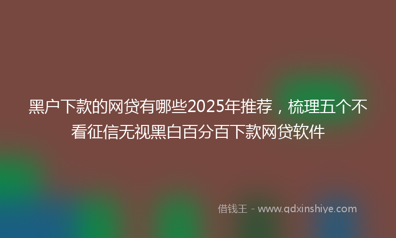 黑户下款的网贷有哪些2025年推荐，梳理五个不看征信无视黑白百分百下款网贷软件