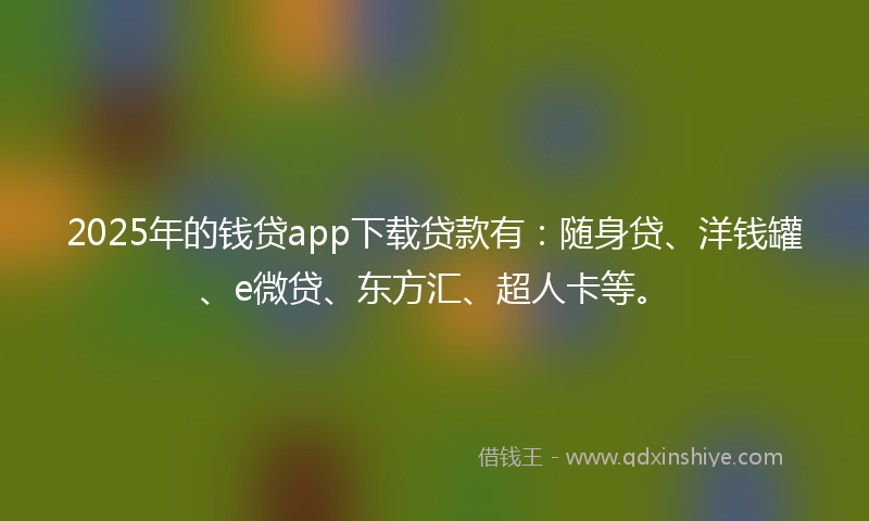 2025年的钱贷app下载贷款有：随身贷、洋钱罐、e微贷、东方汇、超人卡等。