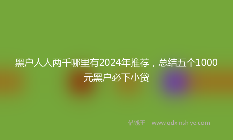 黑户人人两千哪里有2024年推荐，总结五个1000元黑户必下小贷