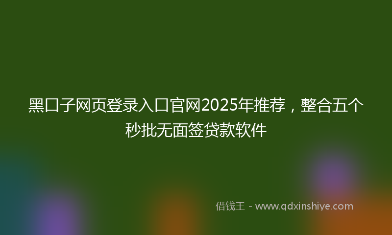 黑口子网页登录入口官网2025年推荐，整合五个秒批无面签贷款软件