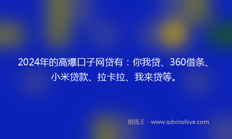2024年的高爆口子网贷有：你我贷、360借条、小米贷款、拉卡拉、我来贷等。
