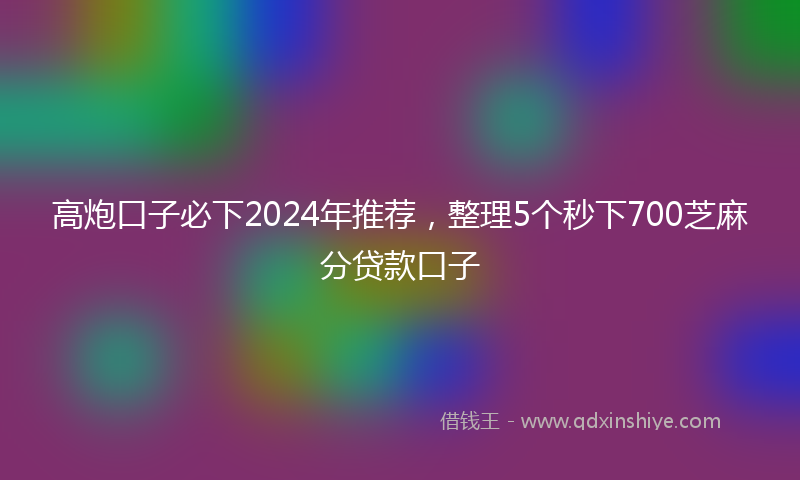 高炮口子必下2024年推荐，整理5个秒下700芝麻分贷款口子