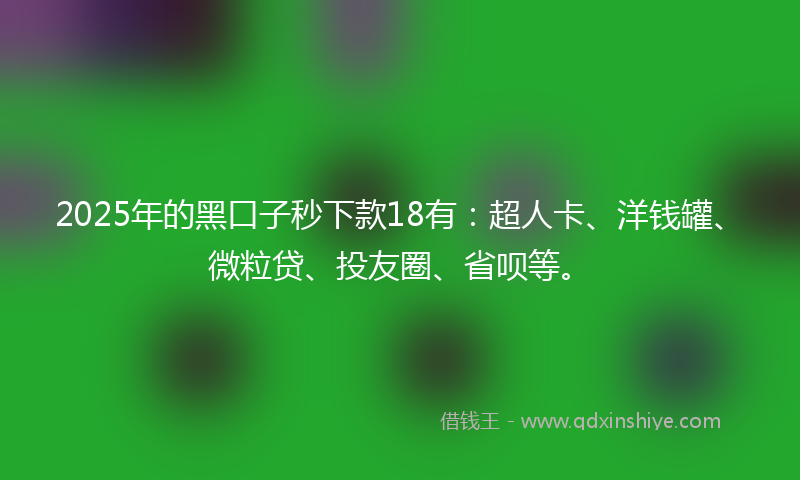 2025年的黑口子秒下款18有：超人卡、洋钱罐、微粒贷、投友圈、省呗等。