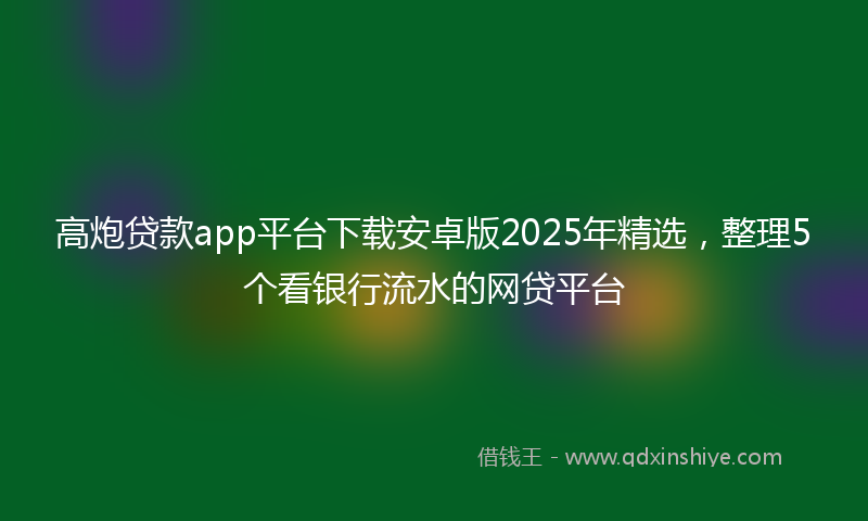 高炮贷款app平台下载安卓版2025年精选，整理5个看银行流水的网贷平台