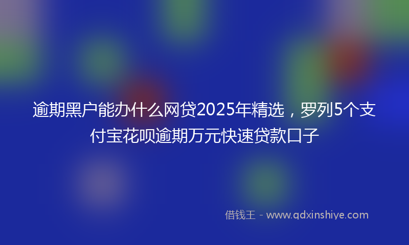 逾期黑户能办什么网贷2025年精选，罗列5个支付宝花呗逾期万元快速贷款口子