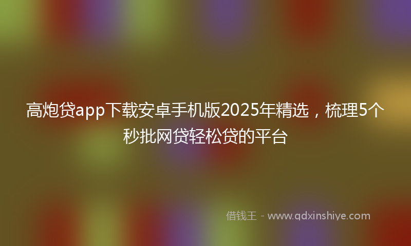 高炮贷app下载安卓手机版2025年精选，梳理5个秒批网贷轻松贷的平台