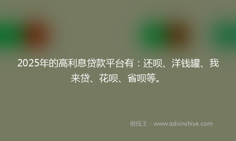 2025年的高利息贷款平台有：还呗、洋钱罐、我来贷、花呗、省呗等。