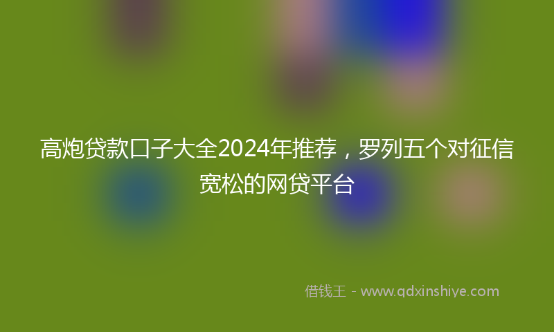 高炮贷款口子大全2024年推荐，罗列五个对征信宽松的网贷平台