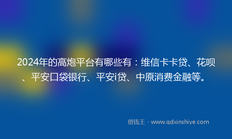2024年的高炮平台有哪些有：维信卡卡贷、花呗、平安口袋银行、平安i贷、中原消费金融等。