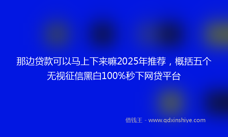 那边贷款可以马上下来嘛2025年推荐，概括五个无视征信黑白100%秒下网贷平台