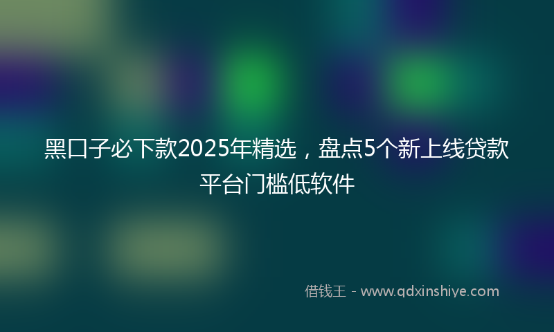 黑口子必下款2025年精选，盘点5个新上线贷款平台门槛低软件