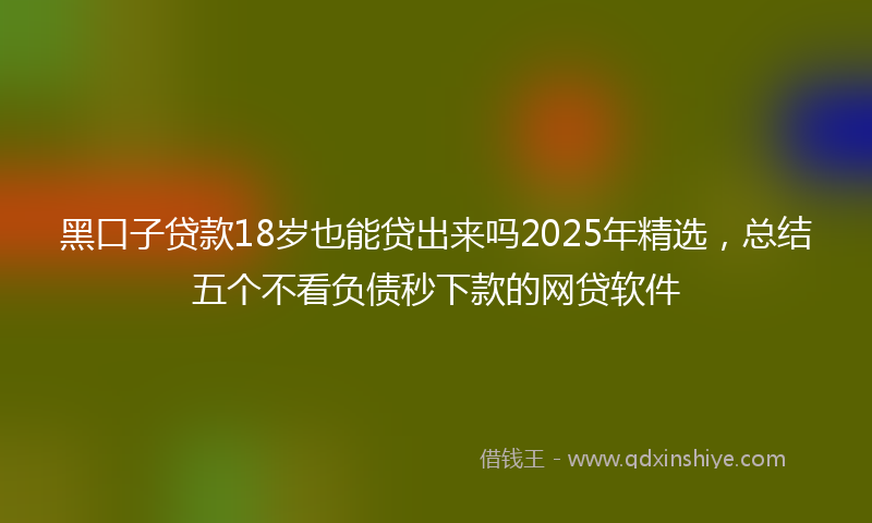黑口子贷款18岁也能贷出来吗2025年精选，总结五个不看负债秒下款的网贷软件