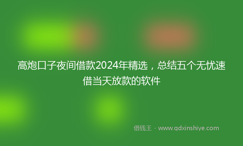 高炮口子夜间借款2024年精选，总结五个无忧速借当天放款的软件