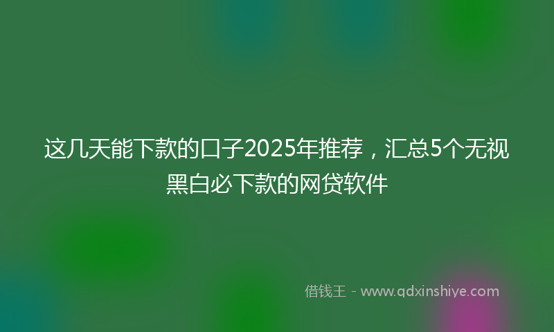 这几天能下款的口子2025年推荐，汇总5个无视黑白必下款的网贷软件