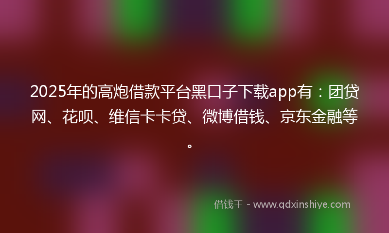 2025年的高炮借款平台黑口子下载app有：团贷网、花呗、维信卡卡贷、微博借钱、京东金融等。