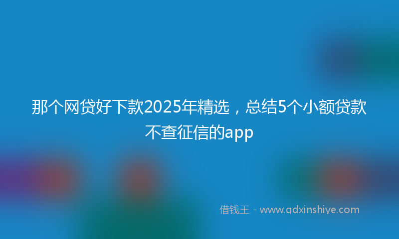 那个网贷好下款2025年精选，总结5个小额贷款不查征信的app