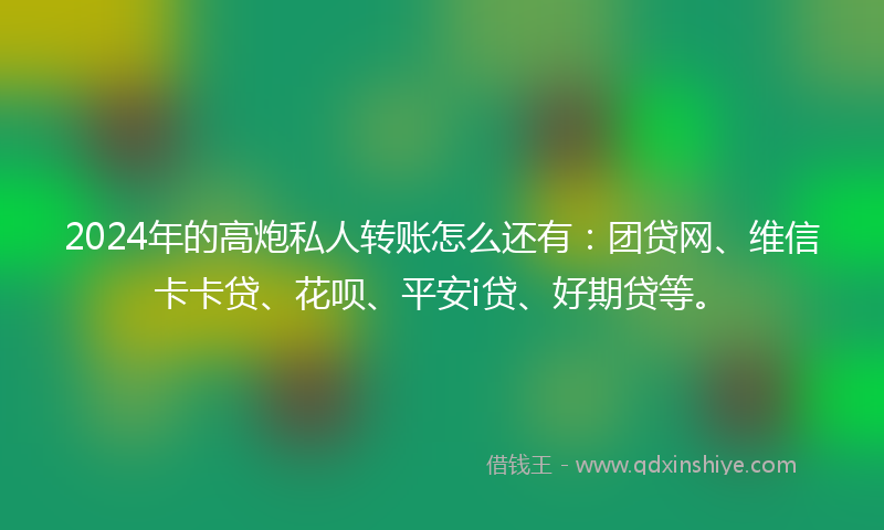 2024年的高炮私人转账怎么还有：团贷网、维信卡卡贷、花呗、平安i贷、好期贷等。