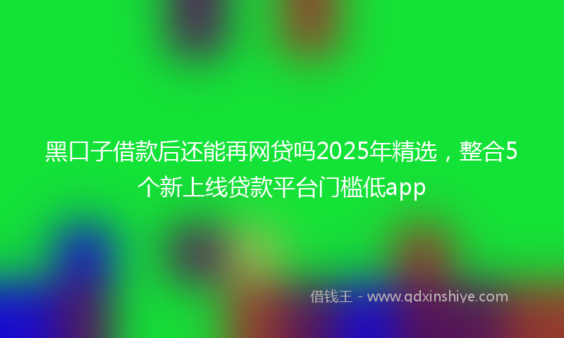 黑口子借款后还能再网贷吗2025年精选，整合5个新上线贷款平台门槛低app