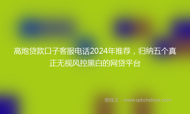 高炮贷款口子客服电话2024年推荐，归纳五个真正无视风控黑白的网贷平台