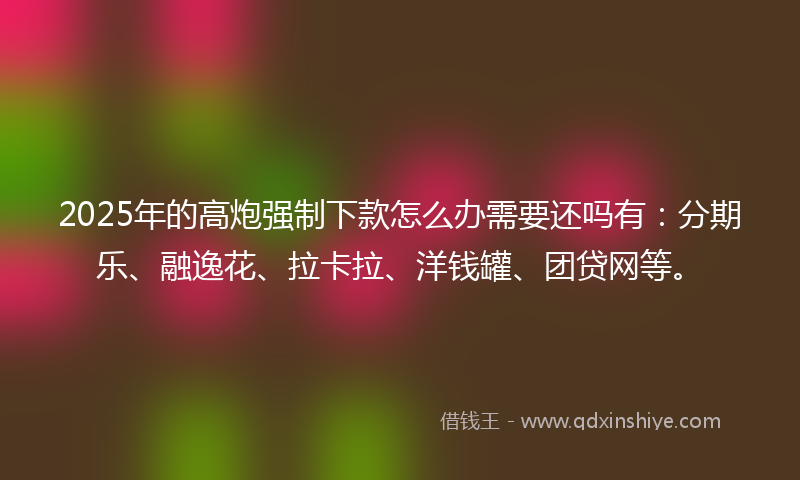 2025年的高炮强制下款怎么办需要还吗有：分期乐、融逸花、拉卡拉、洋钱罐、团贷网等。
