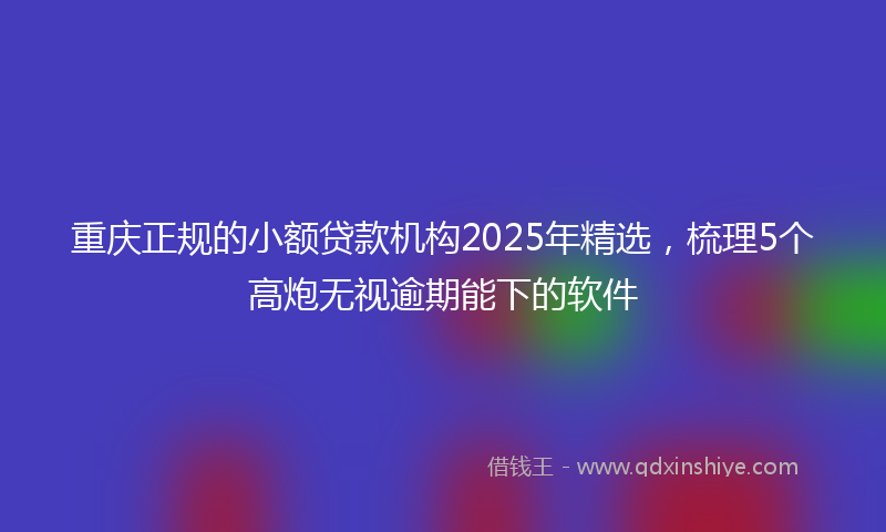 重庆正规的小额贷款机构2025年精选，梳理5个高炮无视逾期能下的软件