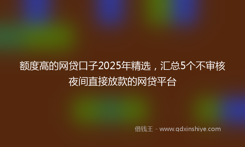 额度高的网贷口子2025年精选，汇总5个不审核夜间直接放款的网贷平台
