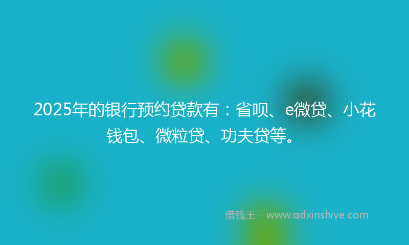 2025年的银行预约贷款有：省呗、e微贷、小花钱包、微粒贷、功夫贷等。