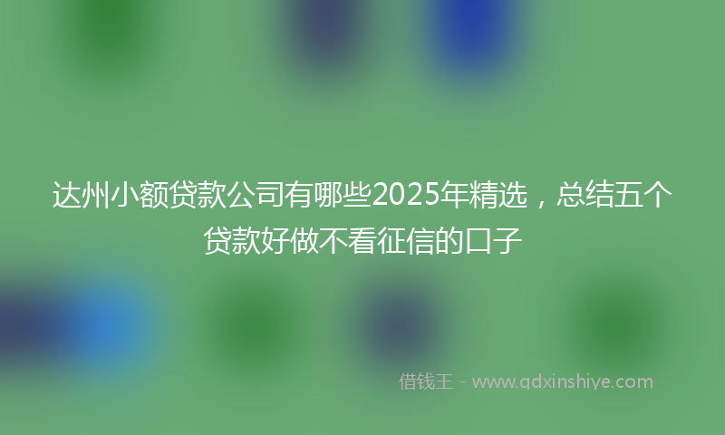 达州小额贷款公司有哪些2025年精选，总结五个贷款好做不看征信的口子