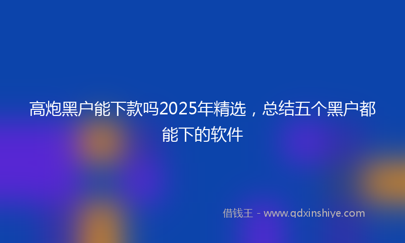 高炮黑户能下款吗2025年精选，总结五个黑户都能下的软件