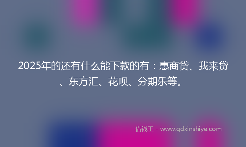 2025年的还有什么能下款的有：惠商贷、我来贷、东方汇、花呗、分期乐等。